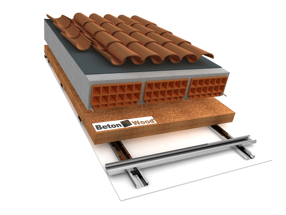 Soffitto per edifici ad energia quasi zero con fibra di legno flessibile