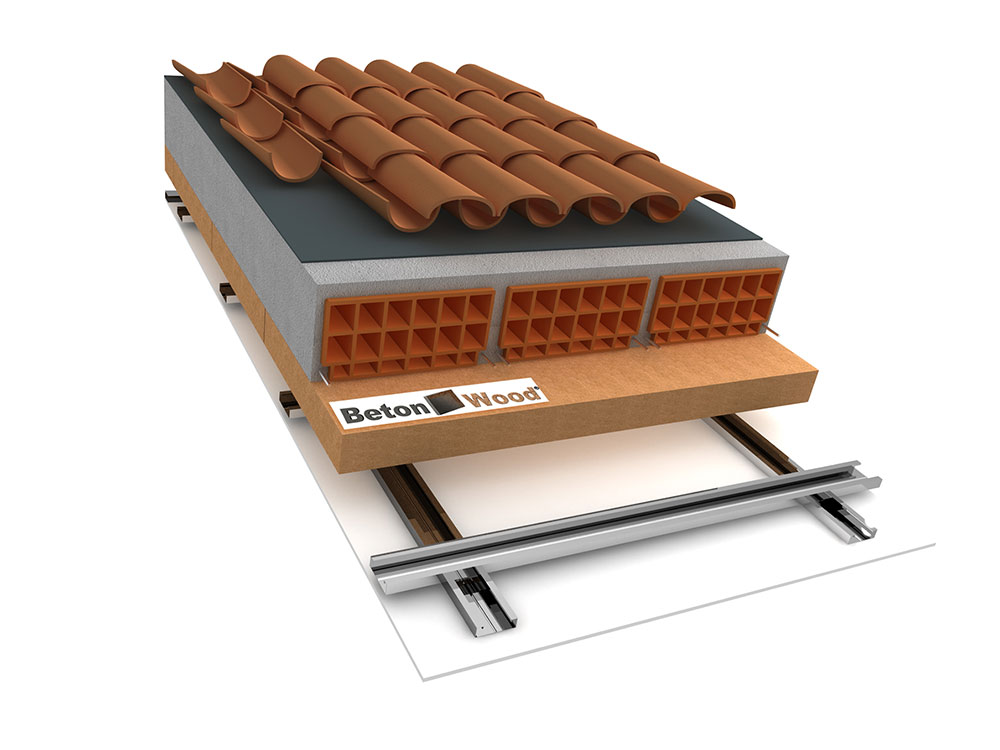 Soffitto per edifici ad energia quasi zero con fibra di legno Therm